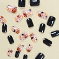 thumbnail image 2 of 24 Pcs Halloween Nails Black Press on Nails Short Square Fake Nails Cute Skull Pattern Designs Stick on Nails Nightmare Before Christmas Press on Nails Glossy Full Cover False Nails for Women Girls, 2 of 4