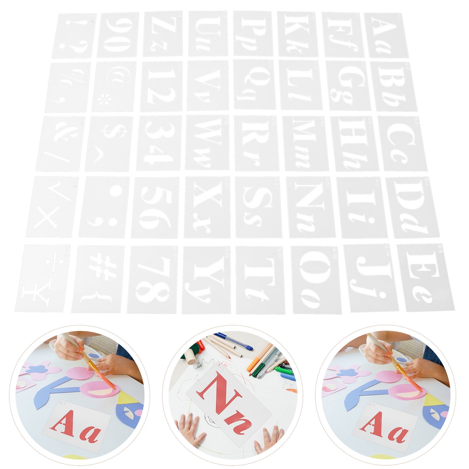 Masteelf 80 pcs Calligraphy Letter Stencils For Painting Lettering Stencils Reusable Alphabet Stencil Plastic Letters Numbers Templates For Painting On Wood Wall Fabric Art Crafts