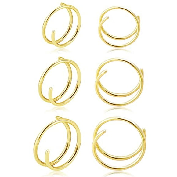 Double Hoop Earrings for Single Piercing, 3 Pairs 316L Surgical Steel Spiral Twist Illusion Lobe Cartilage Helix Hoop Earring Double Hoop Earrings for One Hole