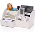 thumbnail image 1 of Full Leather White - Caja de almacenamiento de cuero multifuncional para escritorio Ormromra LKX-0741-8, 1 of 6