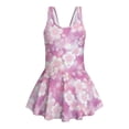 thumbnail image 4 of Xixirimido Bright Cherry Blossom Print Girls One-piece Swimsuits Sleeveless Swimwear with Skirt & Built-in Shorts Hawaiian Beach Vacation Modest Bathing Suit, 3-4 Years, 4 of 7