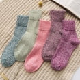 thumbnail image 3 of 5Pack Womens Vintage Wool Socks Winter Soft Warm Thick Cold Knit Crew Socks,Multicolor, 3 of 6