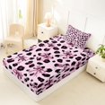 thumbnail image 2 of Manfei Pink Dreamy Bow Twin Fitted Sheet,Vintage Cheetah Print Bedding,2pcs,1 Fitted Sheet and 1 Pillowcase, 2 of 6