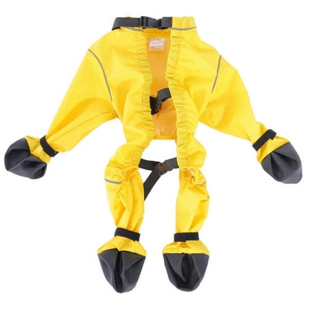 Dog Suspender Boots  Waterproof Dog Rain Boots Paw Protector for Small Medium Dogs  Reflective Dog Winter Snow Pants  Anti- Boots Belly Protector  Dog Suspender Shoes Leggings for Walk (Yellow)