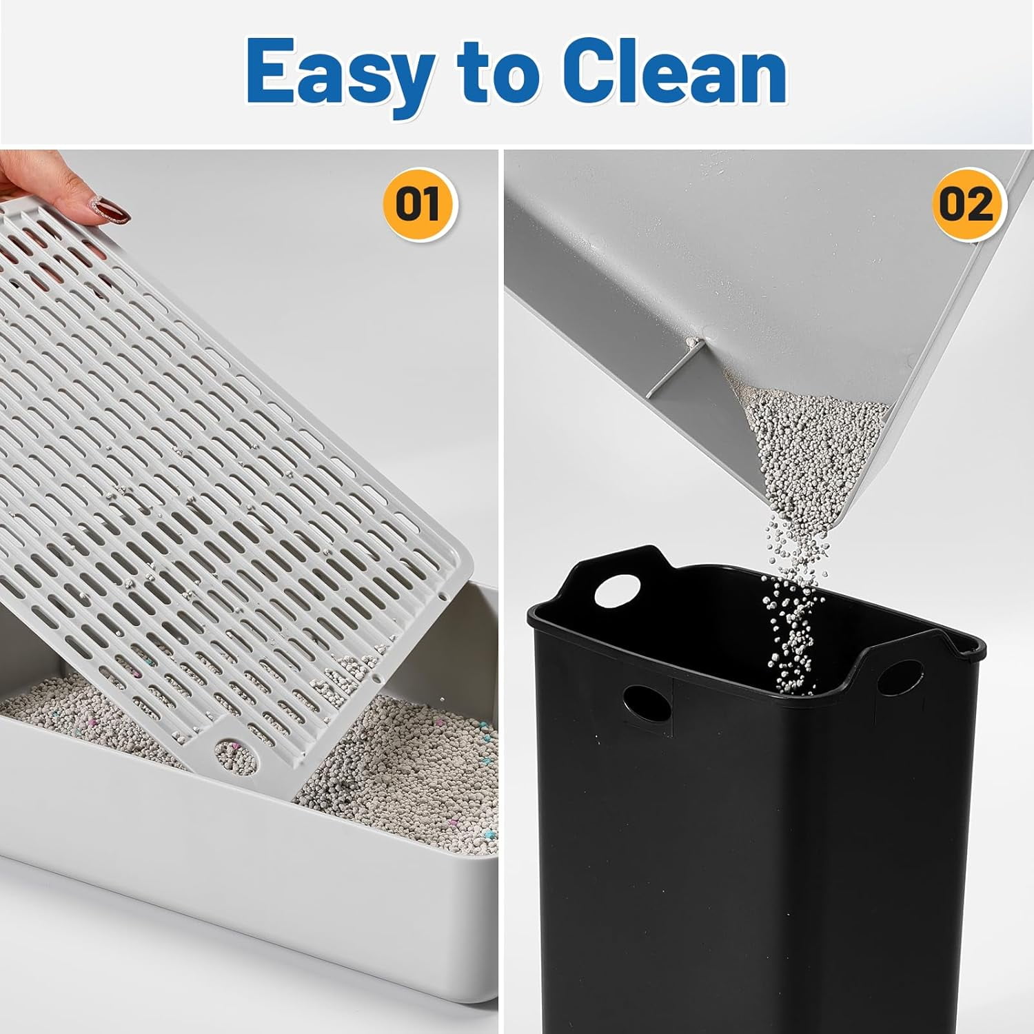 Flymer Adjustable Litter Box Step,3-Step Litter Catcher Tray Stool for Auto Litters Robots,Litter Box Ramp Mat for Kittens and Senior Cats