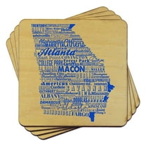 Torched Drink Beer Coaster (Set of 4) Georgia State 4"x4" Multicolor