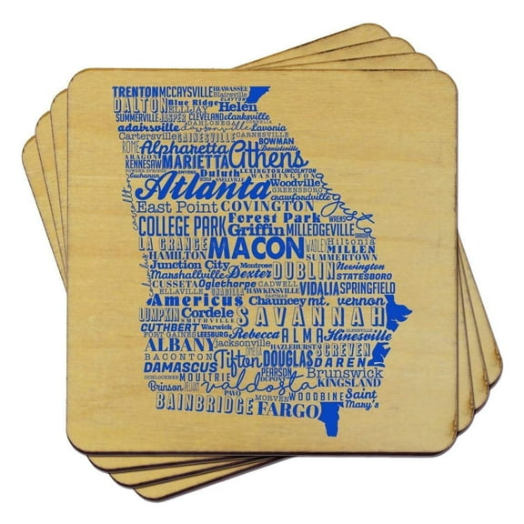 Torched Drink Beer Coaster (Set of 4) Georgia State 4"x4" Multicolor