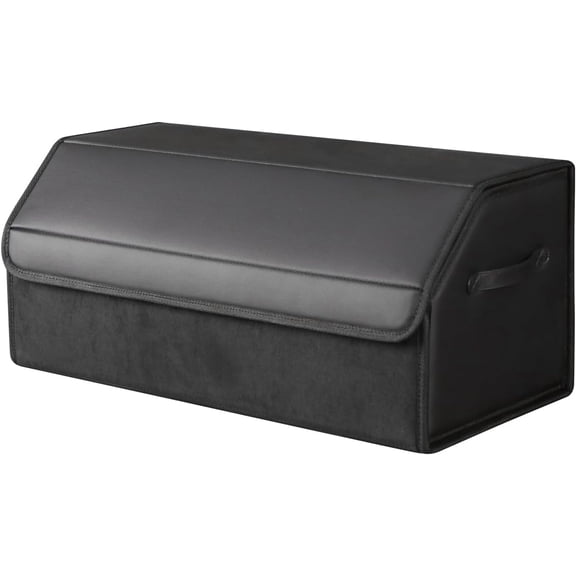 car organizers and storage for SUV,trunk organizer for sedan, leather foldable sleek box with lid,collapsible cargo bins, tool accessories containers,Collapsible Suede velvet (22 inch Covered)