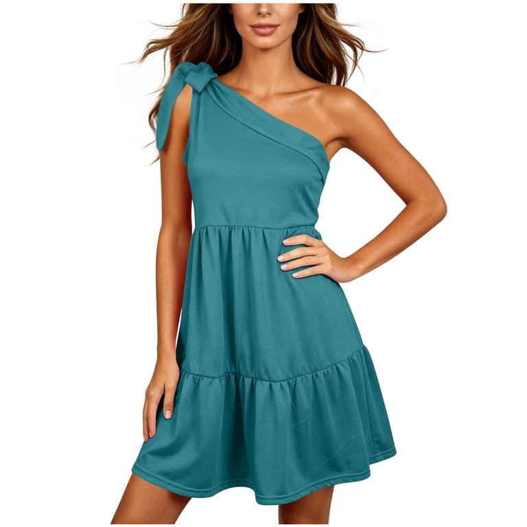 one shoulder asymmetric frill mini dress Noric Women's Dresses Sleeveless Neckline Tie Knot Flowy Tiered Ruffle Summer Dresses for Vacation Party Easily transition your look beautiful dress annabdaly on LTK Size:Us Size 16