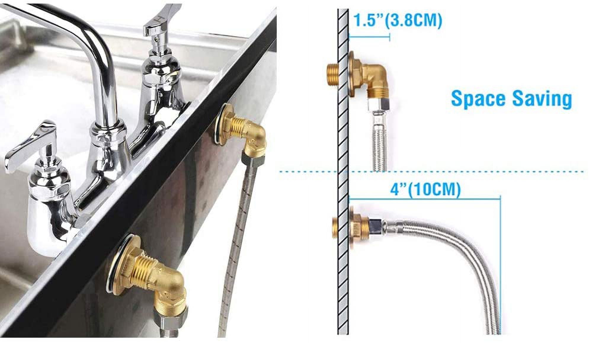 RVKXHD Commercial Wall Mount Faucet Installation Kit, Wall Mount Kitchen Faucet Backsplash Mount Set for Stainless Steel Commercial Kitchen Prep & Utility Sink (2.08*0.78*0.78 Inch)