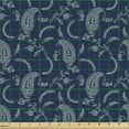 thumbnail image 2 of Ambesonne Paisley Fabric by the Yard Upholstery, Vintage Flower Elements, 2 Yards, Dark Violet Blue and White, 2 of 5
