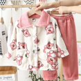 thumbnail image 1 of New 2023 Kids Winter Soft Flannel Pajamas Clothing Sets Boys Girls Cartoon Thicken Warm Lapel Tops with Pants Pyjamas Sleepwear, 1 of 4