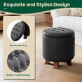thumbnail image 3 of MoNiBloom Storage Ottoman with Padded Seat, Modern PU Leather Footrest, Round Seat Stool, Black, 3 of 8