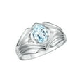 thumbnail image 4 of RYLOS Men's Rings Sterling Silver Rings Classic Designer Style 9X7MM Oval Gemstone &  Diamond Ring Aquamarine March Birthstone Rings For Men Size 11, 4 of 7