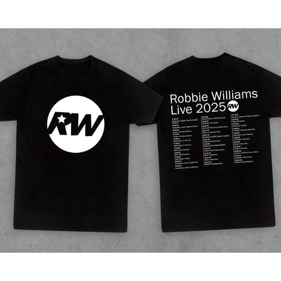 Robbie Williams Live 2025 Two-Sided Shirt, Men's And Women's Graphic Tee 100% Cotton by TBun, Full Sizes S-5XL