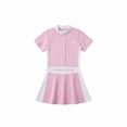 thumbnail image 2 of SGMVNU Girls 1 Piece Swimdress with Shorts Zip up Swimsuits Summer Short Sleeve Bathing Suit Beach Pool Swimwear (Size 6-7 Years, ww1-Pink), 2 of 2