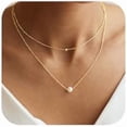 thumbnail image 1 of Chenchen Gold Pearl Necklaces for Women Trendy, 14K Gold Plated Dainty Necklace Simple Layered Pearl Necklaces for Women Trendy Wedding Birthday Jewelry, 1 of 1