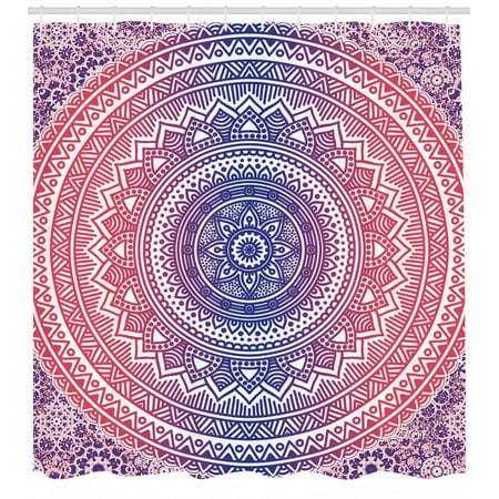 Pink And Purple Shower Curtain Ombre Mandala Design Ethnic
