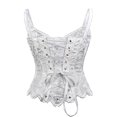 thumbnail image 3 of ManxiVoo Bustier en Dentelle Florale Réglable pour Femmes Style Corset Sans Bretelles avec Détail de Désossement Confortable Mi-Longueur Mode Taille P Blanc, 3 of 5