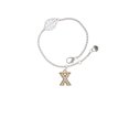 thumbnail image 2 of Delight Jewelry Goldtone Crystal Initial - X - - Silvertone Leaf Delicate Bracelet, 6.25+1.75", 2 of 4