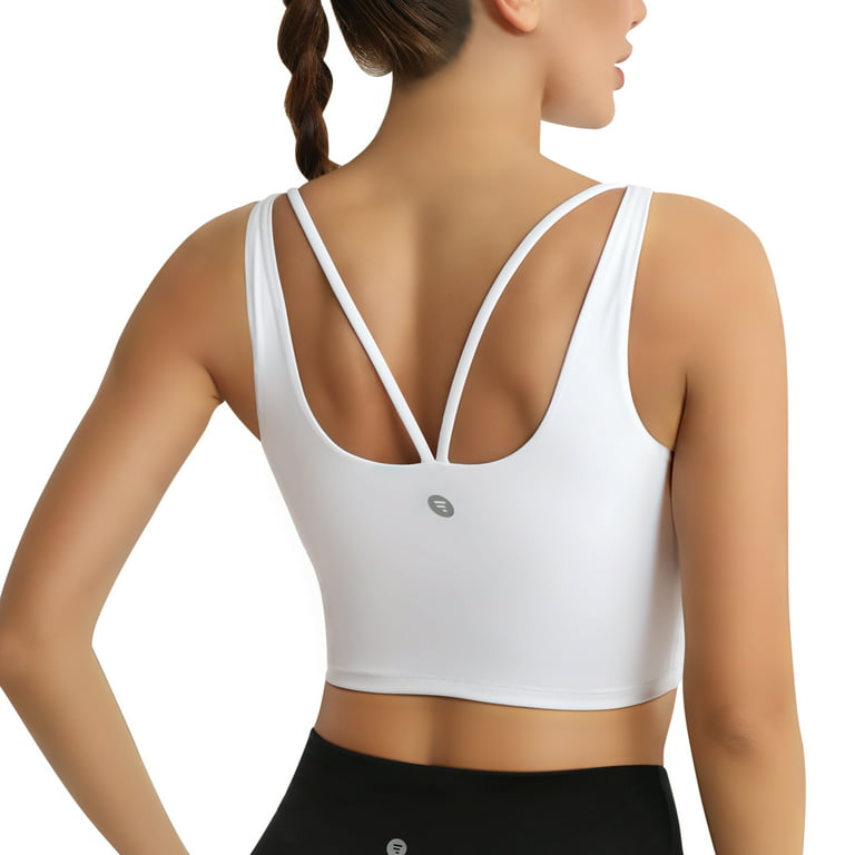 Sports Bra for Women, LETSFIT ES6 Adjustable Strap Longline Padded Crop Tank  Top for Women-Activewear Tops for Yoga Running 