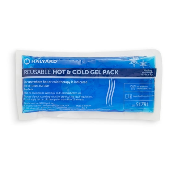 HALYARD Reusable Hot and Cold Gel Compression Packs for Injuries Pain Relief Swelling 4.5 x 9 Inches, Case of 24 - 51791