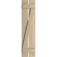 thumbnail image 2 of Ekena Millwork 11 1/2"W x 24"H Rustic Two Board Spaced Board-n-Batten Knotty Pine Faux Wood Shutters w/Z-Board (Per Pair), Primed Tan, 2 of 11