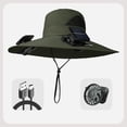 thumbnail image 2 of RICHMJ Solar Panel Powered Fan Fishing Hat,Wide Brim Outdoor Fishing Hat USB Charging Summer Fisherman Hat ,Gift for Fishing enthusiast(Army Green), 2 of 6