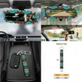 thumbnail image 7 of Renewold Car Seat Cover Set 15 Pack, with Steering Wheel Seat Belt Strap Rearview Mirror Cover Garbage Cans Air Vent Pouch Coasters Keychain Auto Interior Decor, Southwest American Tribal Teal Brown, 7 of 7