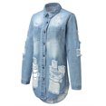 thumbnail image 2 of Vedolay Womens Coat Womens Basic Solid Color Button Down Denim Jacket With Pockets,Light Blue 3XL, 2 of 5