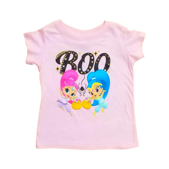 Shimmer & Shine Toddler Girls Pink Halloween Genie Tee T-Shirt Shirt 3T