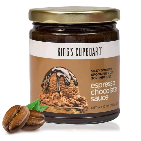 King's Cupboard Espresso Chocolate Sauce, 10 oz - The Perfect Hot Fudge Sauce for Topping Ice Cream & Desserts, Chocolate Coffee Drizzle, Baking, Fondue, Ganache - Gluten-Free, Kosher, All Natural