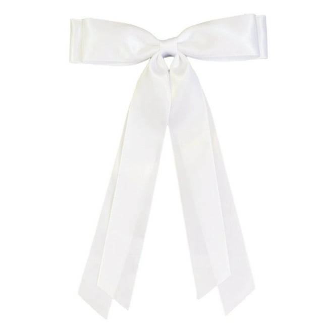 QTOCIO Silk Satin Hair Clip With Long Tail Hair Clip Double-layer Thick Ribbon Large Bow Hair Clip Hair Tail Cover Sliding Metal Clip Fashionable Hair Accessory