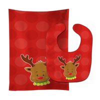Christmas Reindeer #1 Baby Bib & Burp Cloth