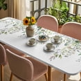 thumbnail image 3 of Sage Green Eucalyptus Table Cloths for 8 Foot Rectangle Tables, Pink Floral Buds Summer Pastoral Patio Waterproof Elastic Fitted Tablecloths, Washable Rectangular Table Cover for Camping, 3 of 8