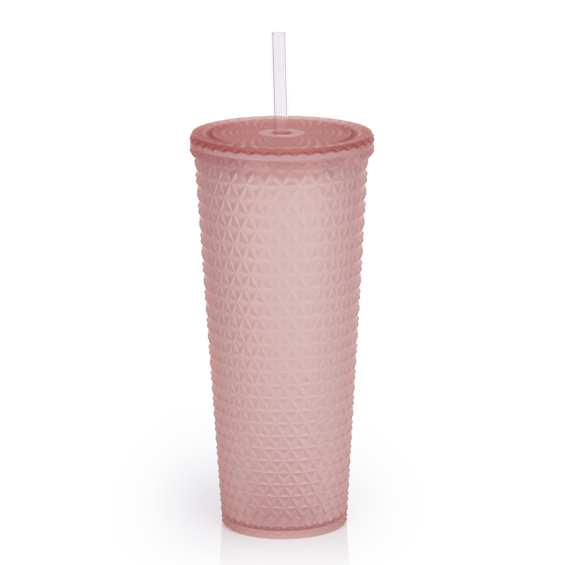 Mainstays 4pk 26oz DW AS Plastic Tinted Matte Textured Tumbler, Pink
