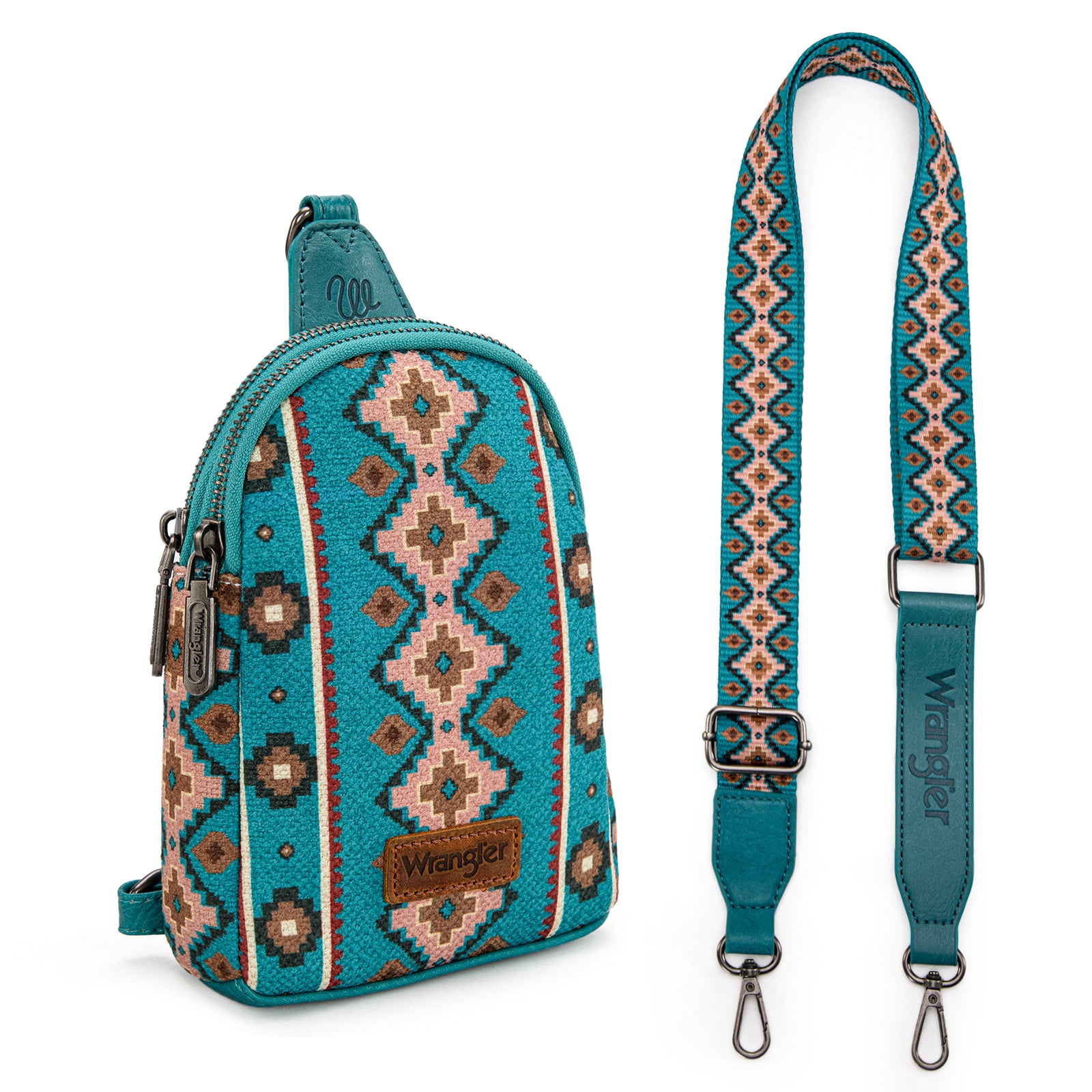 Wrangler Crossbody Sling Bags for Women Cross Body Purse with Detachable Strap, Drak Turquoise