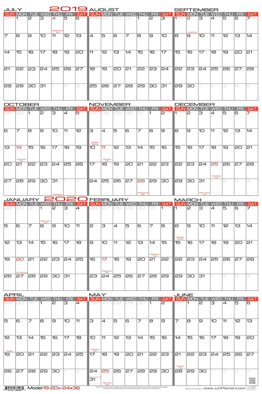 2022 2023 Wall Calendar Jjh Planners - Laminated - 24" X 36" Large Academic 2022-2023 Erasable Wall  Calendar - Vertical 12 Month Yearly Annual Planner (22-23V-24X36) -  Walmart.com
