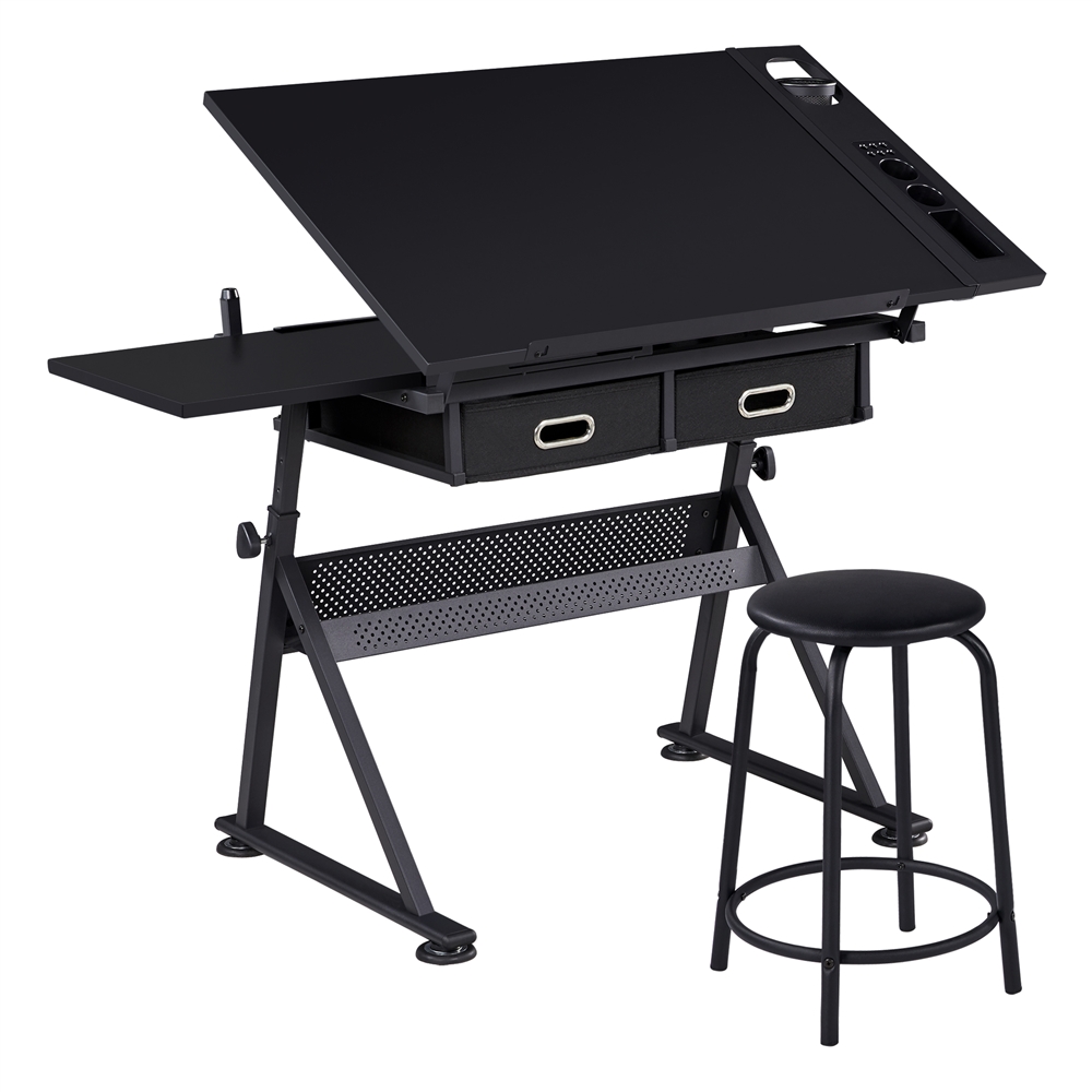 Topeakmart Height Adjustable Drafting Table/Stool Set Drawing Table ...