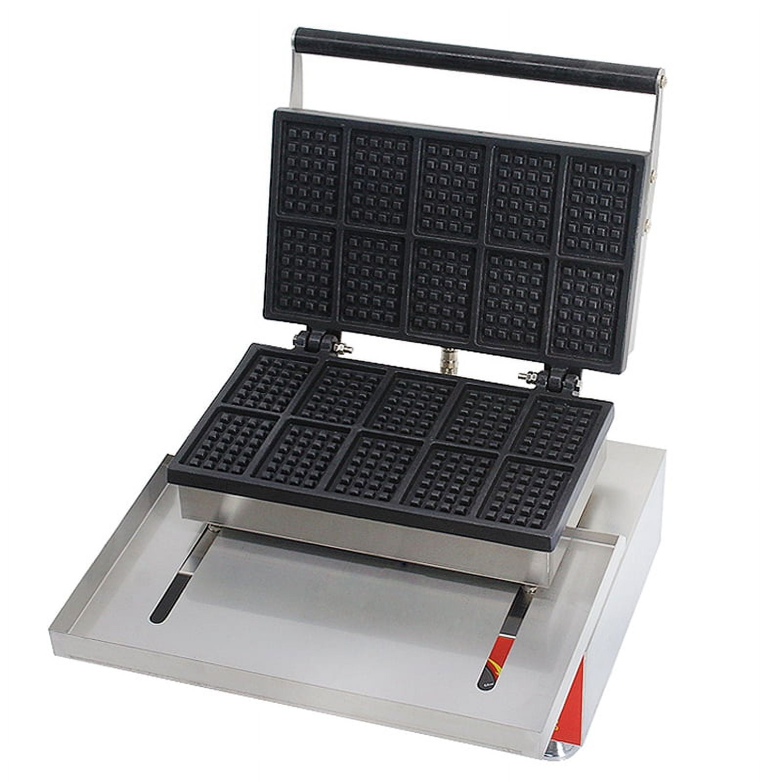 EQCOTWEA Electric Waffle Baker Maker Rectangle Commercial Nonstick 10Pcs