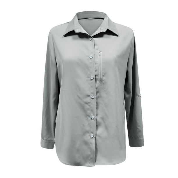 Camisa de manga larga con protección solar UPF 50+ para mujer, camisa de secado rápido para pesca y senderismo con mangas convertibles, tallas S-XXXL