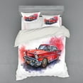thumbnail image 2 of Ambesonne Watercolor Bedding Set 3 Pcs, Vintage Retro Car, Twin, Red Dimgrey, 2 of 3