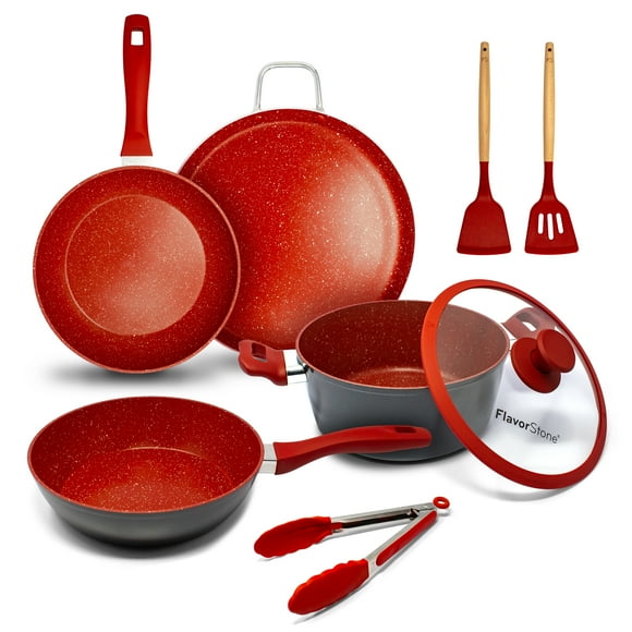 Juego de Sartenes FLAVORSTONE Light Set 8 Piezas Color Rojo
