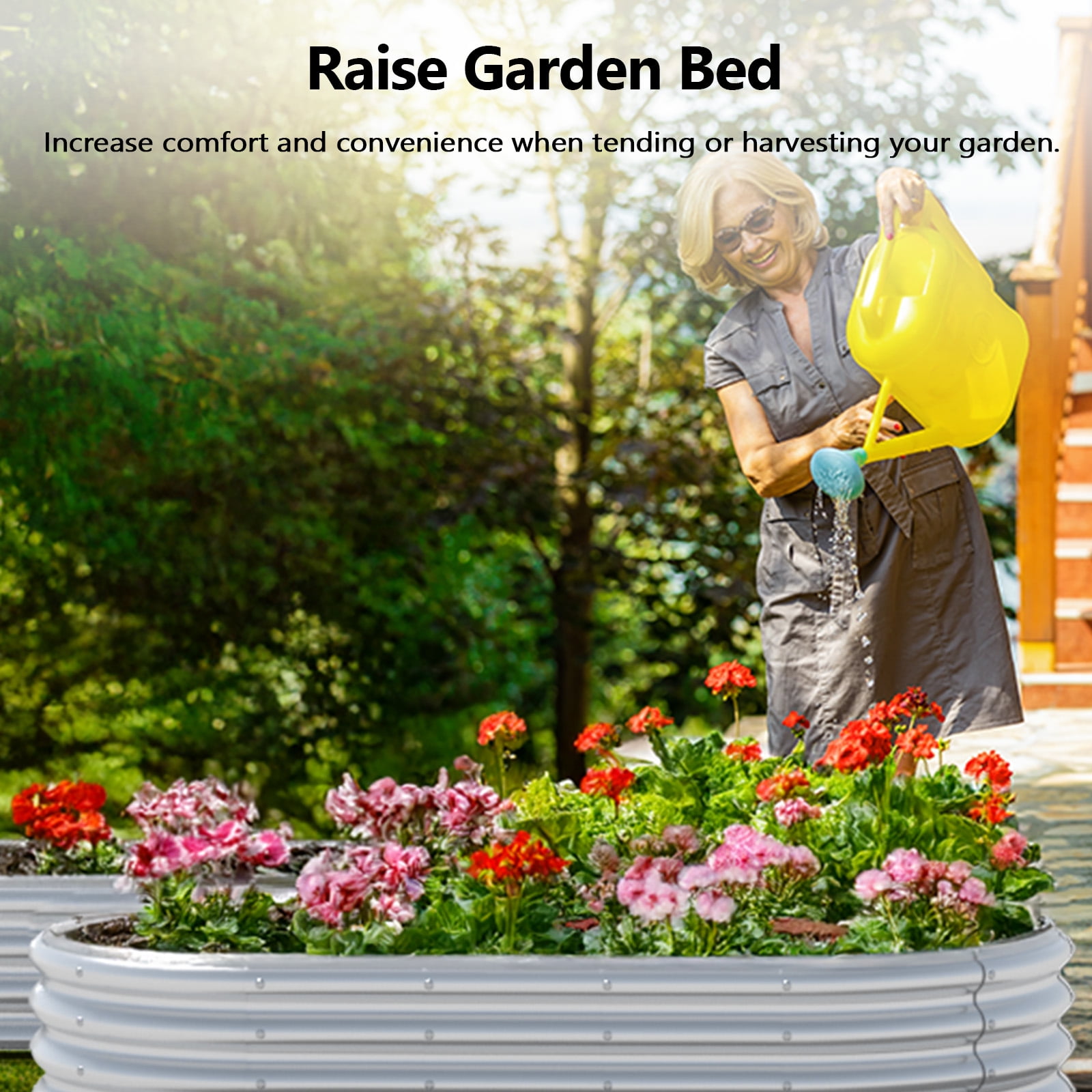 Ktaxon 6x3x1ft Oval Metal Raised Garden Bed - Galvanized Steel Planter Box for Outdoor/Indoor Use, Starlight Silver (2-Pack)