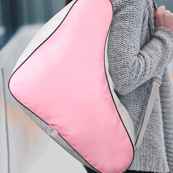 2-Pack Triangular Roller Skate Carrying Bags with Adjustable Shoulder Straps for Women & Girls, 52x28cm Ice Skate Storage Case
