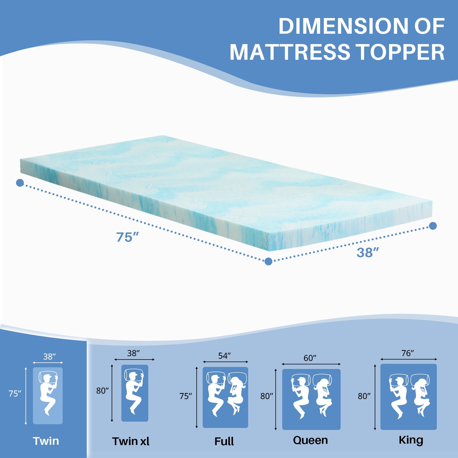 3 inch Gel Memory Foam Mattress Topper Twin- CertiPUR-US Certified Cooling Layer for Enhanced Comfort