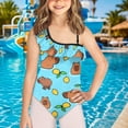 thumbnail image 2 of Uorisanigo Girls Swimsuit One Piece Capyabara Lemon Beach Bathing Suit with Adjustable Strap One Shoulder Summer Vacation Swimwear, Size 3-4, 2 of 7