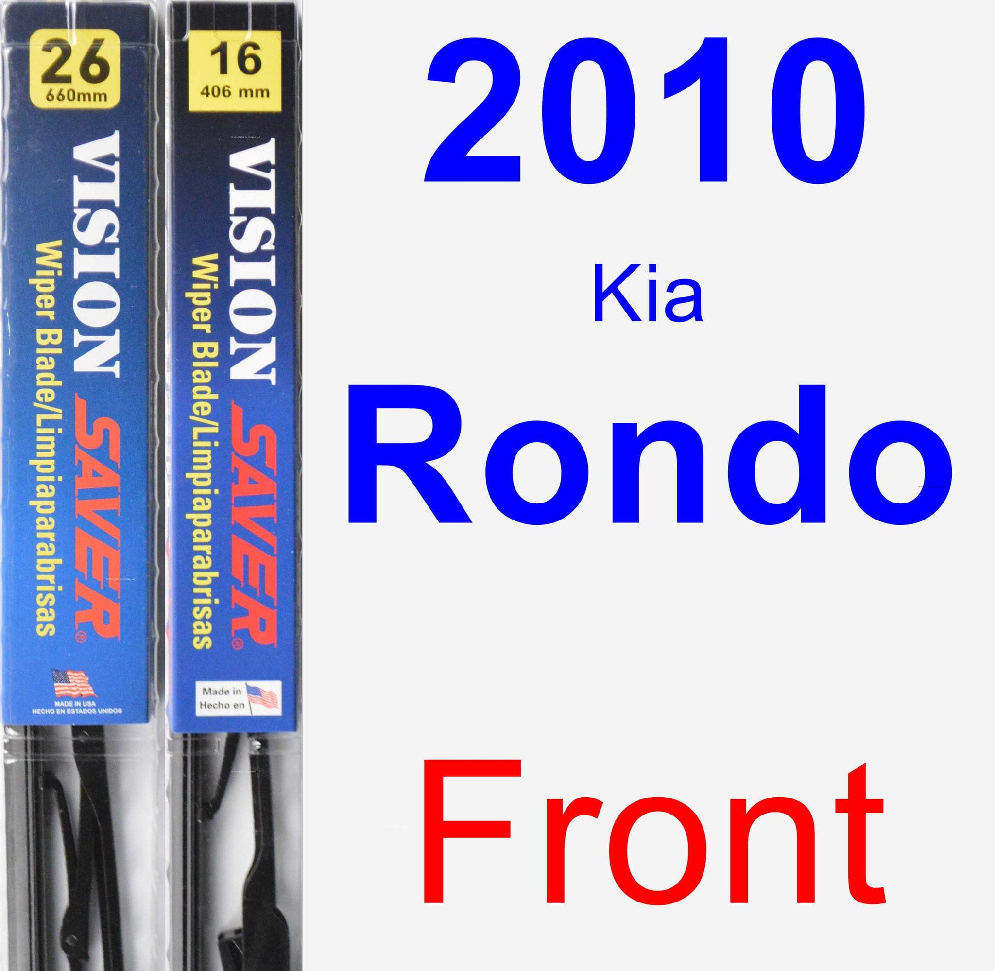 2010 Kia Rondo Wiper Blade Set/Kit (Front) (2 Blades) Vision Saver