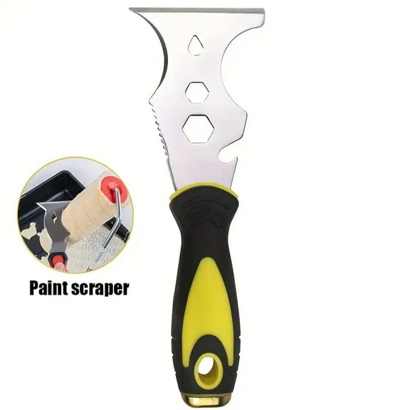 DEXIMRO Putty Knife, Paint Scraper 15 in 1 Putty Knife Multi Use Painters Tool, Taping Knife, Paint Scraper Tool for Wood, Metal Scraper with Hammer End, Razor Blade Scraper, Spackle Tool (1pc)