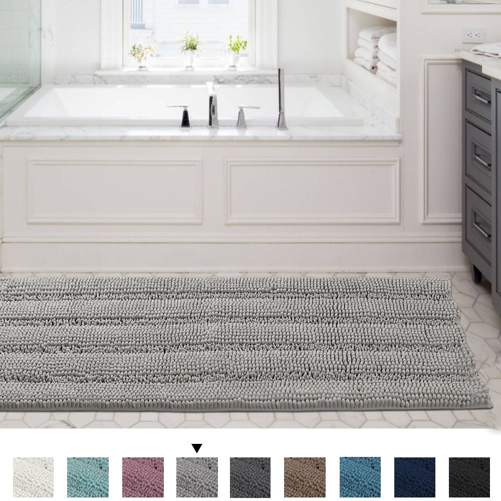 Bath Bathroom Mat Rug Non-slip Soft Shag Absorbency Mildew Protect Toilet Floor 